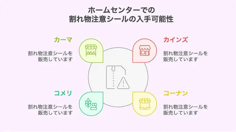 ホームセンターでの割れ物注意シールの入手可能性