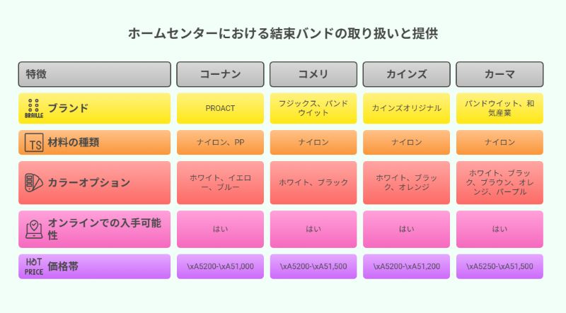ホームセンターにおける結束バンドの取り扱いと提供