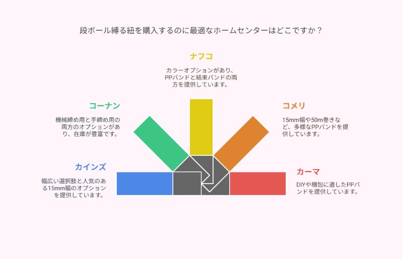 段ボール縛る紐を購入するのに最適なホームセンターはどこですか?