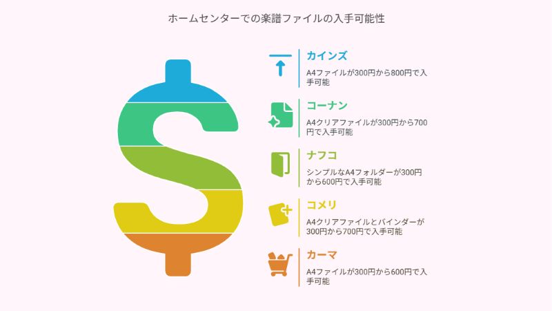 ホームセンターでの楽譜ファイルの入手可能性